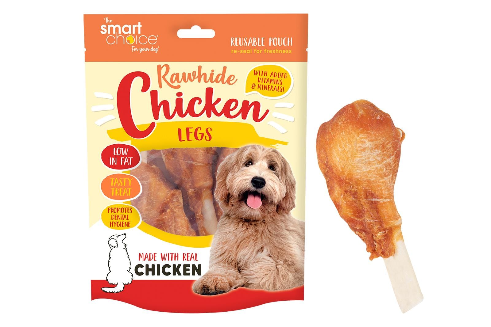 RAWHIDE & CHICKEN LEG DOG TREAT 3 PACK