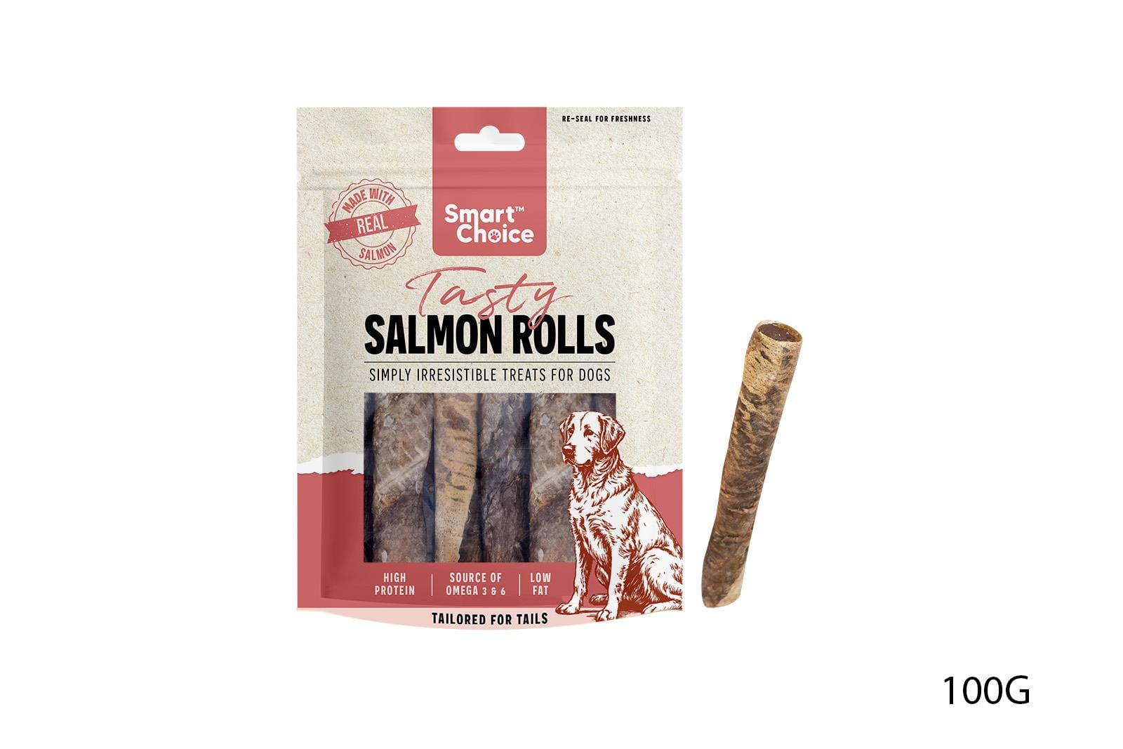 SALMON SKIN ROLLS DOG TREAT 7 PACK