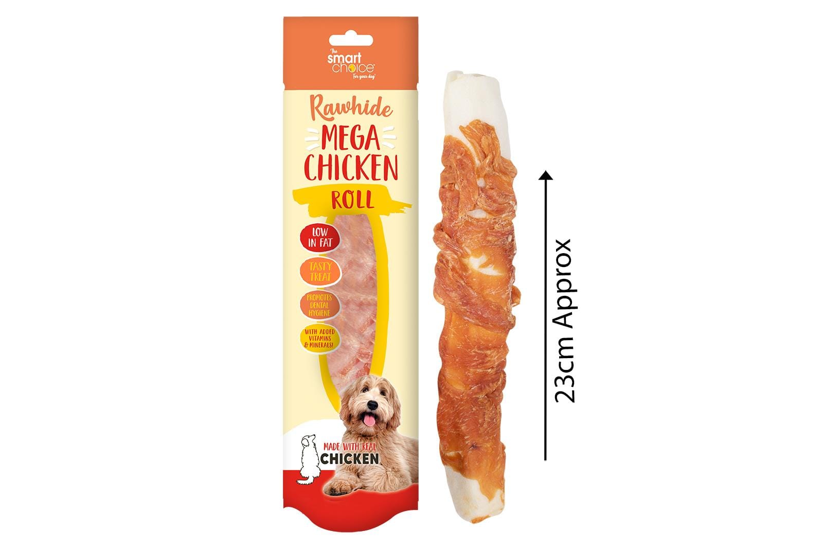 RAWHIDE/CHICKEN MEGA ROLL DOG TREAT