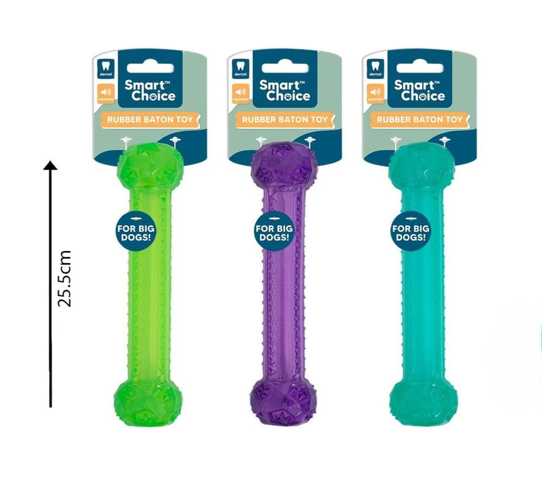Rubber Squeaky Baton Toy - 3 Assorted Colours