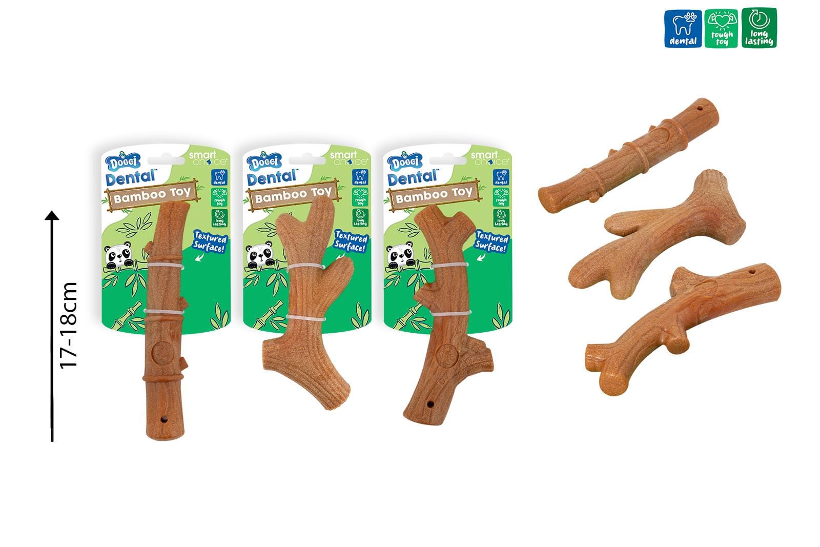 DENTAL TEXTURED BAMBOO DOG TOY 3 ASSORTED