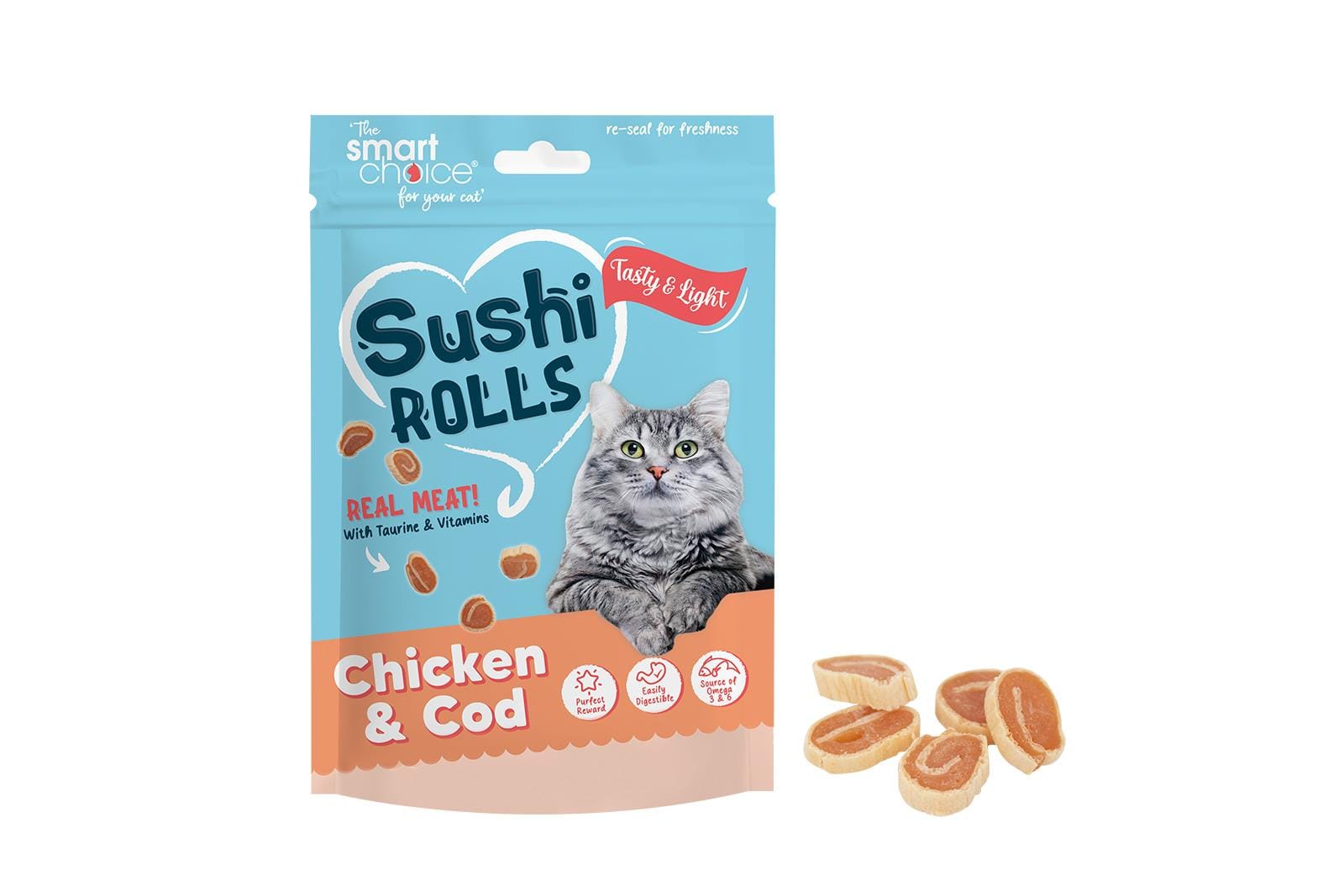 MINI CHICKEN AND COD SUSHI ROLLS CAT TREAT