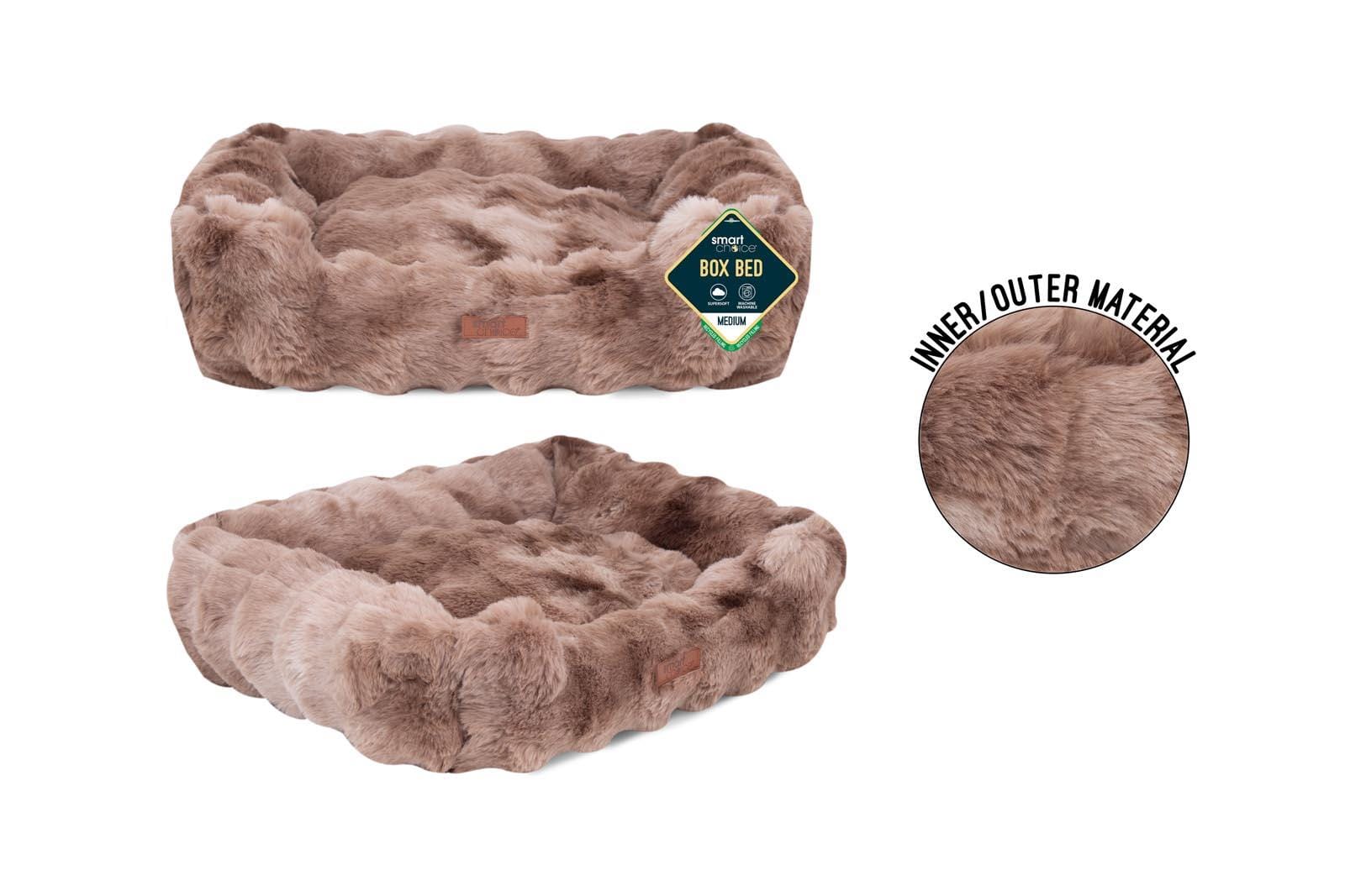 FAUX FUR SQUARE PET BED MED 58X48X20CM