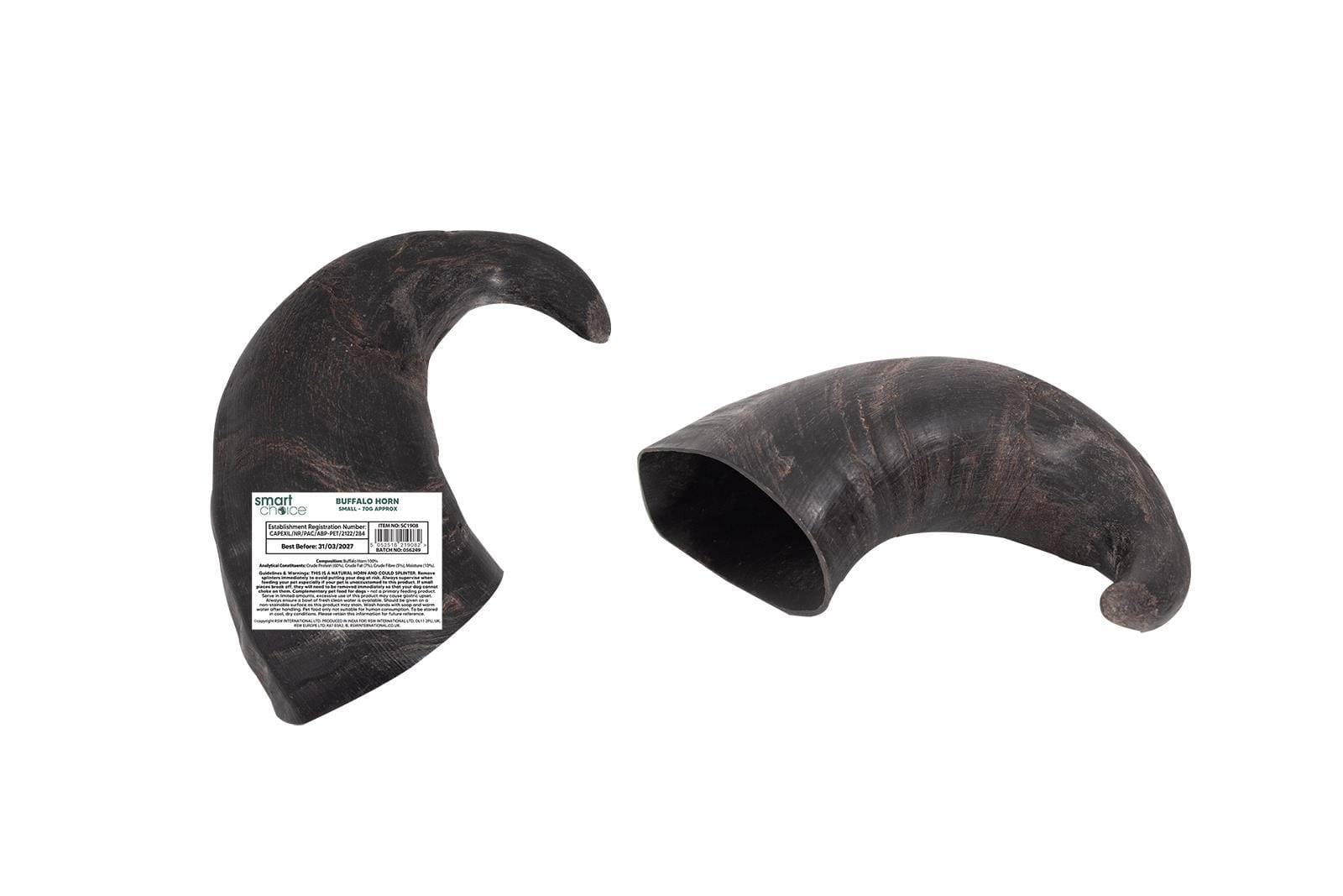 NATURAL SMALL BUFFALO HORN DOG TREAT