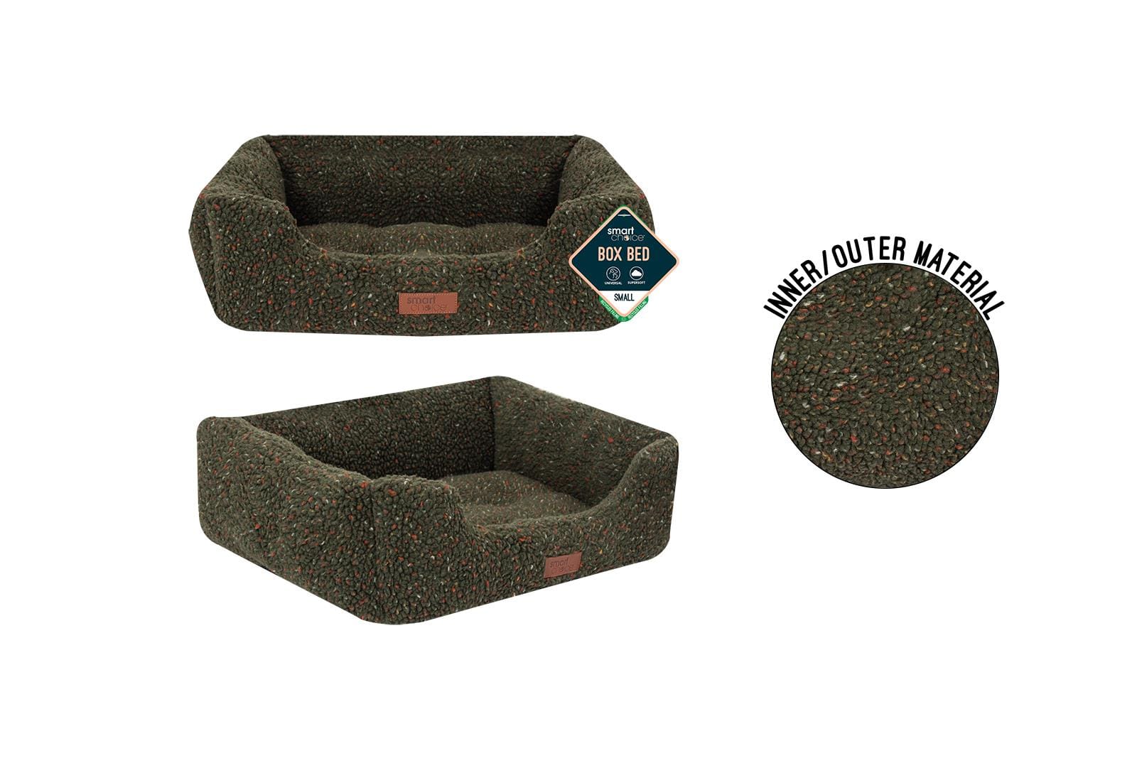 GREEN SHERPA PET BED SMALL 46X36X15CM
