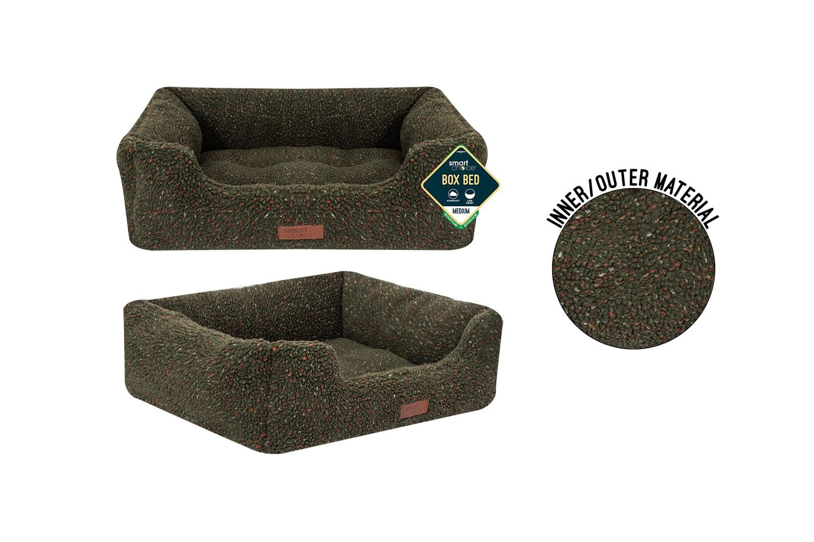 GREEN SHERPA PET BED MEDIUM 58X48X20CM