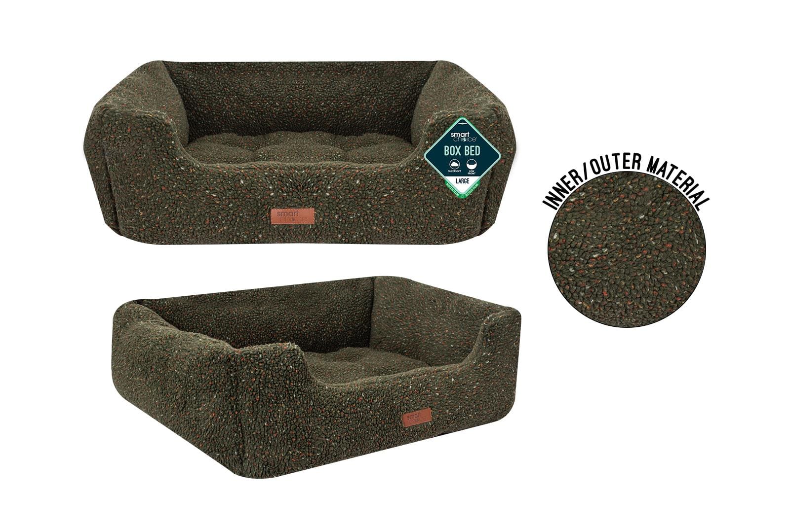 GREEN SHERPA PET BED LARGE 71X58X25CM