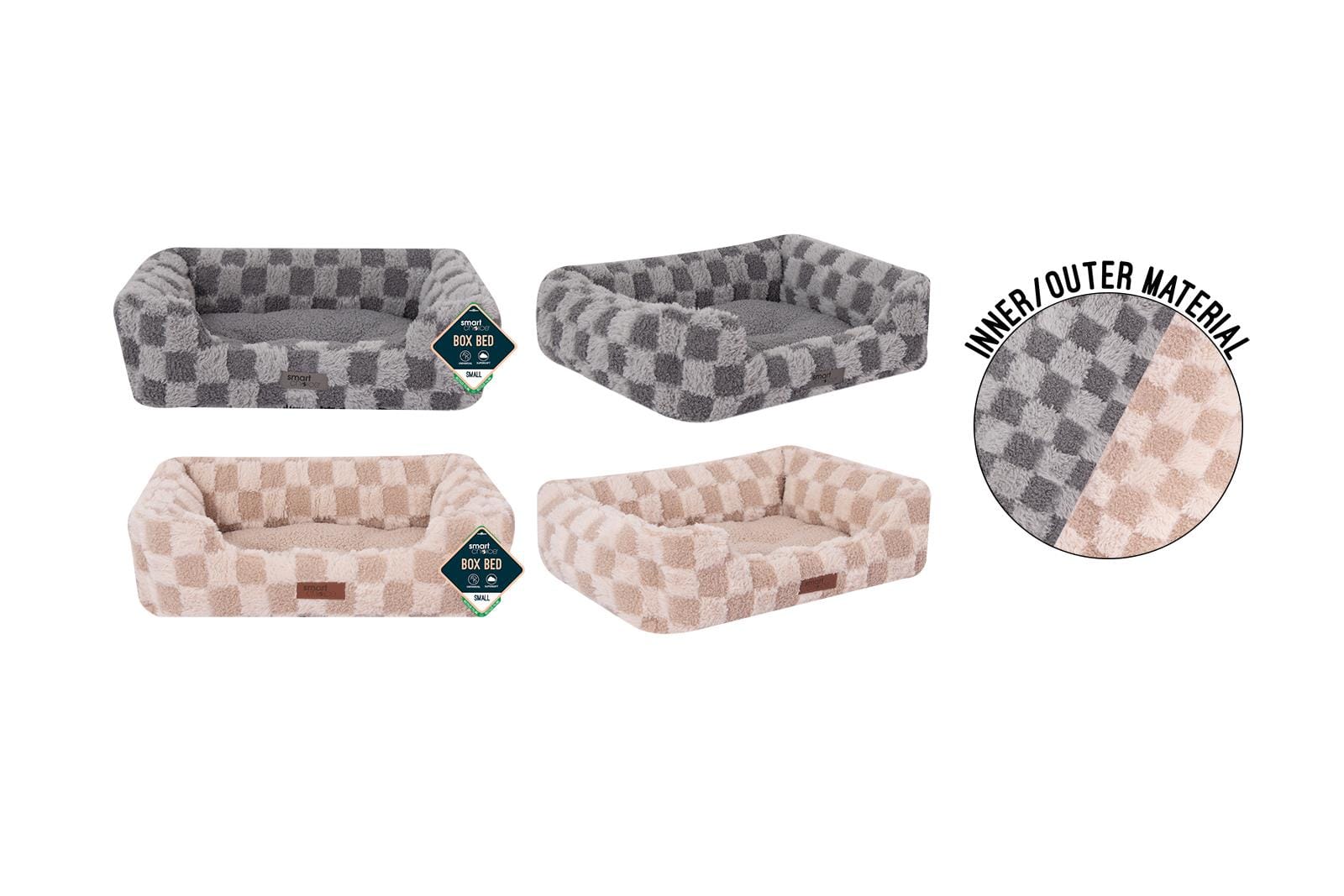 CHEQUERED PET BED SMALL 46X36X15CM 2 COLOURS
