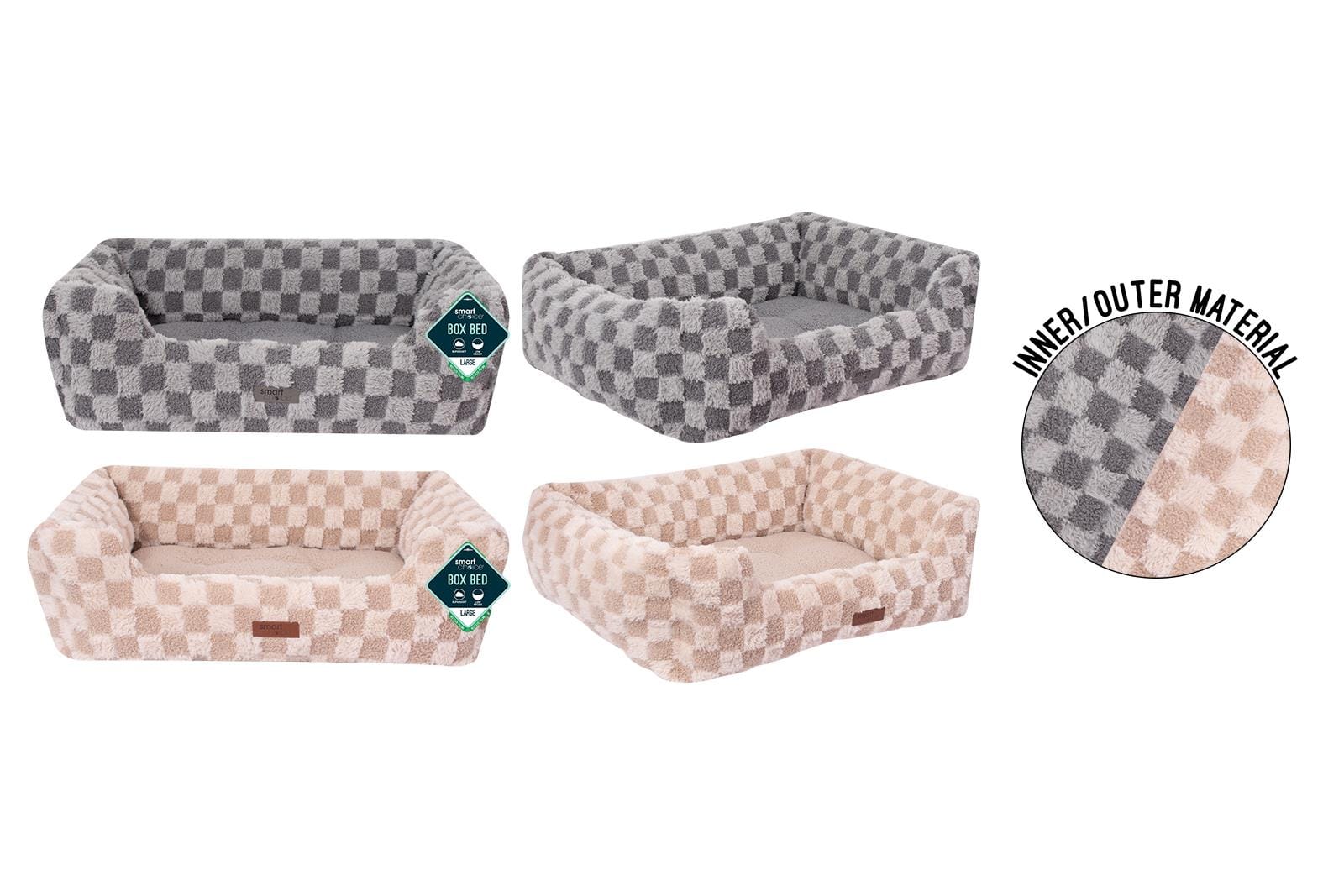 CHEQUERED PET BED LARGE 71X58X25CM 2 COLOURS