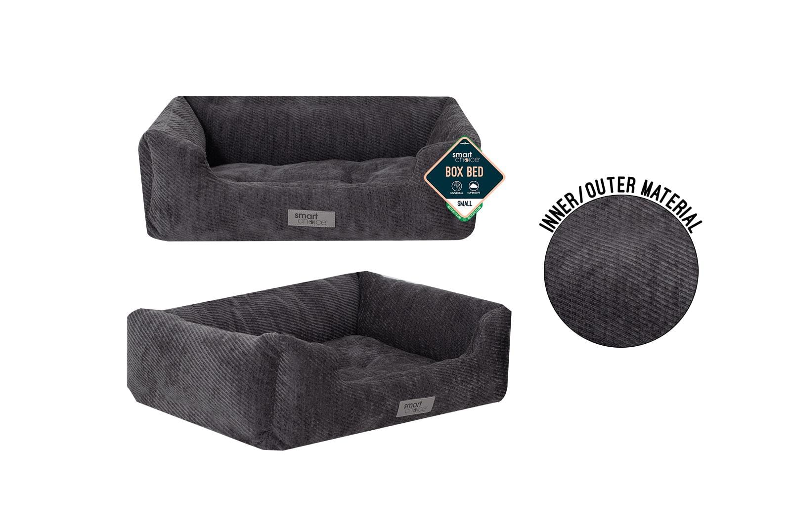 GREY TWILL PET BED SMALL 46X36X15CM