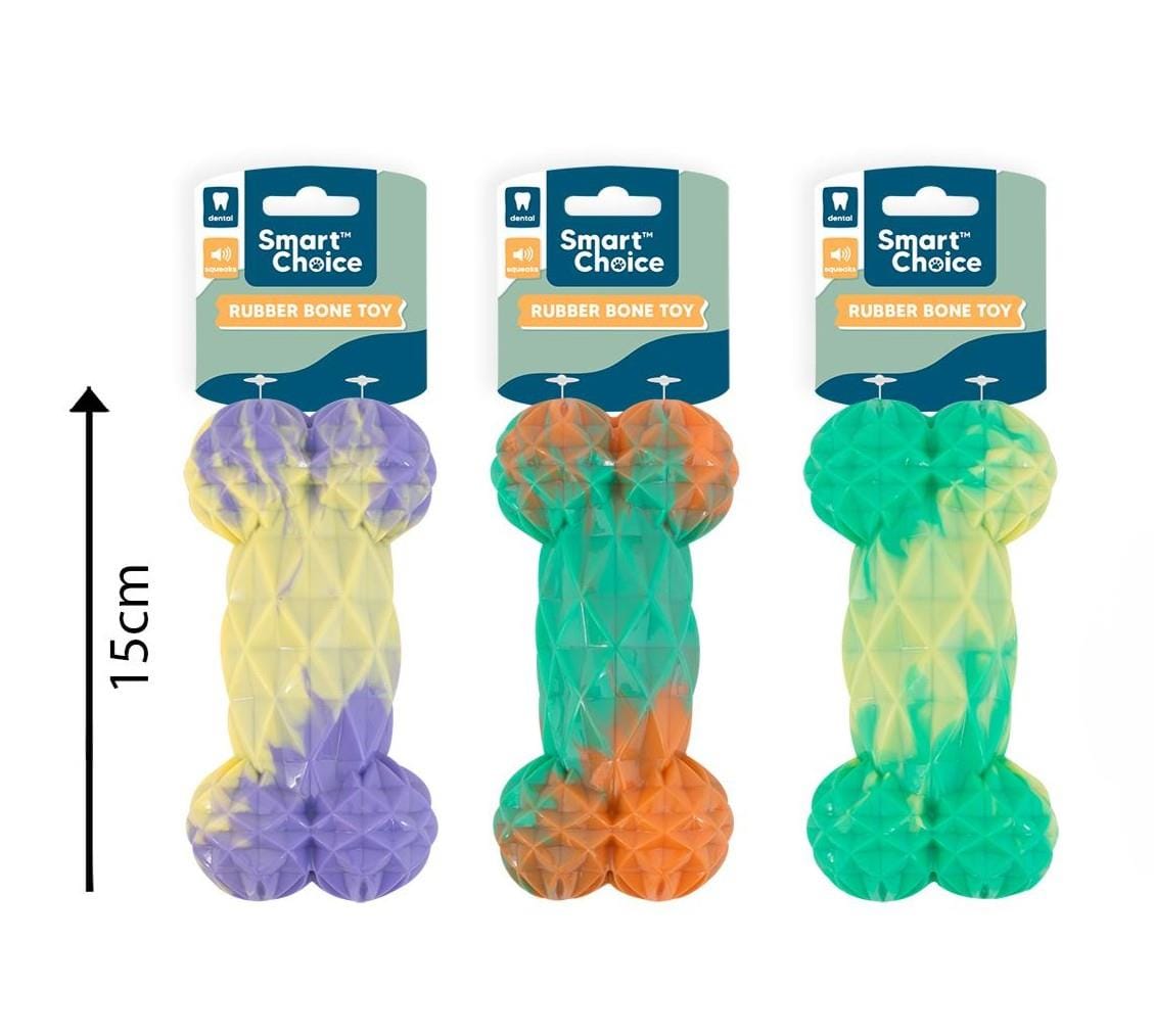 Diamond Rubber Dog Bone - 3 Assorted Colours