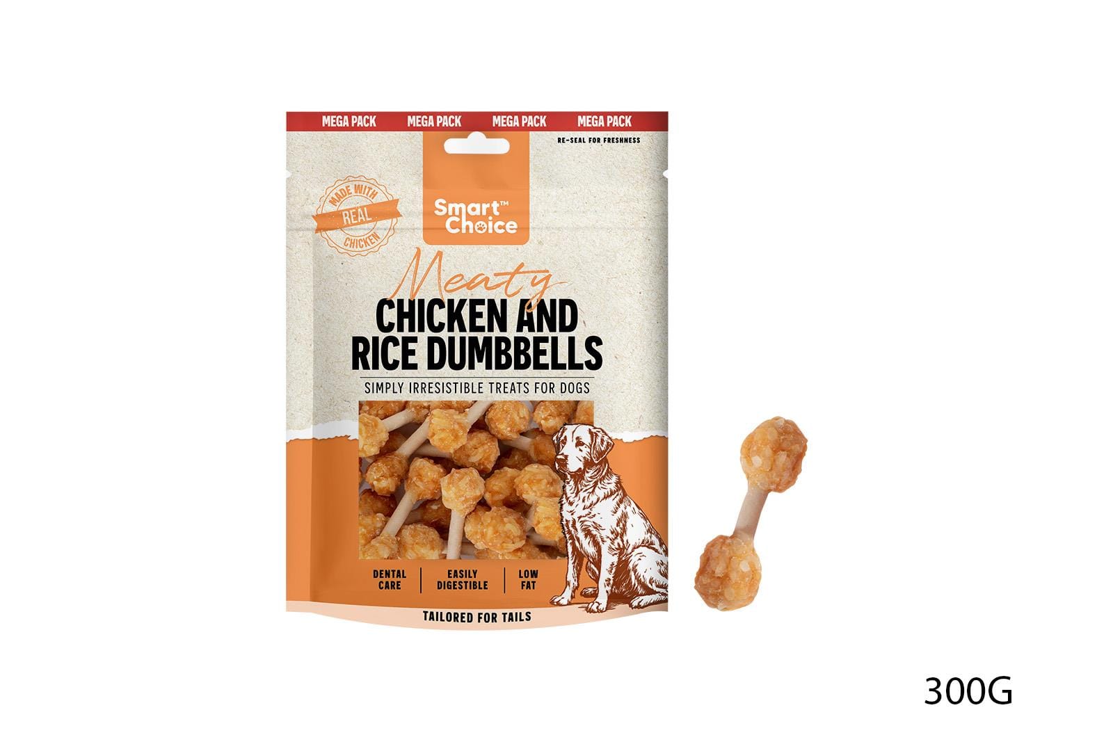 CHICKEN & RICE DUMBBELL DOG TREAT 300G