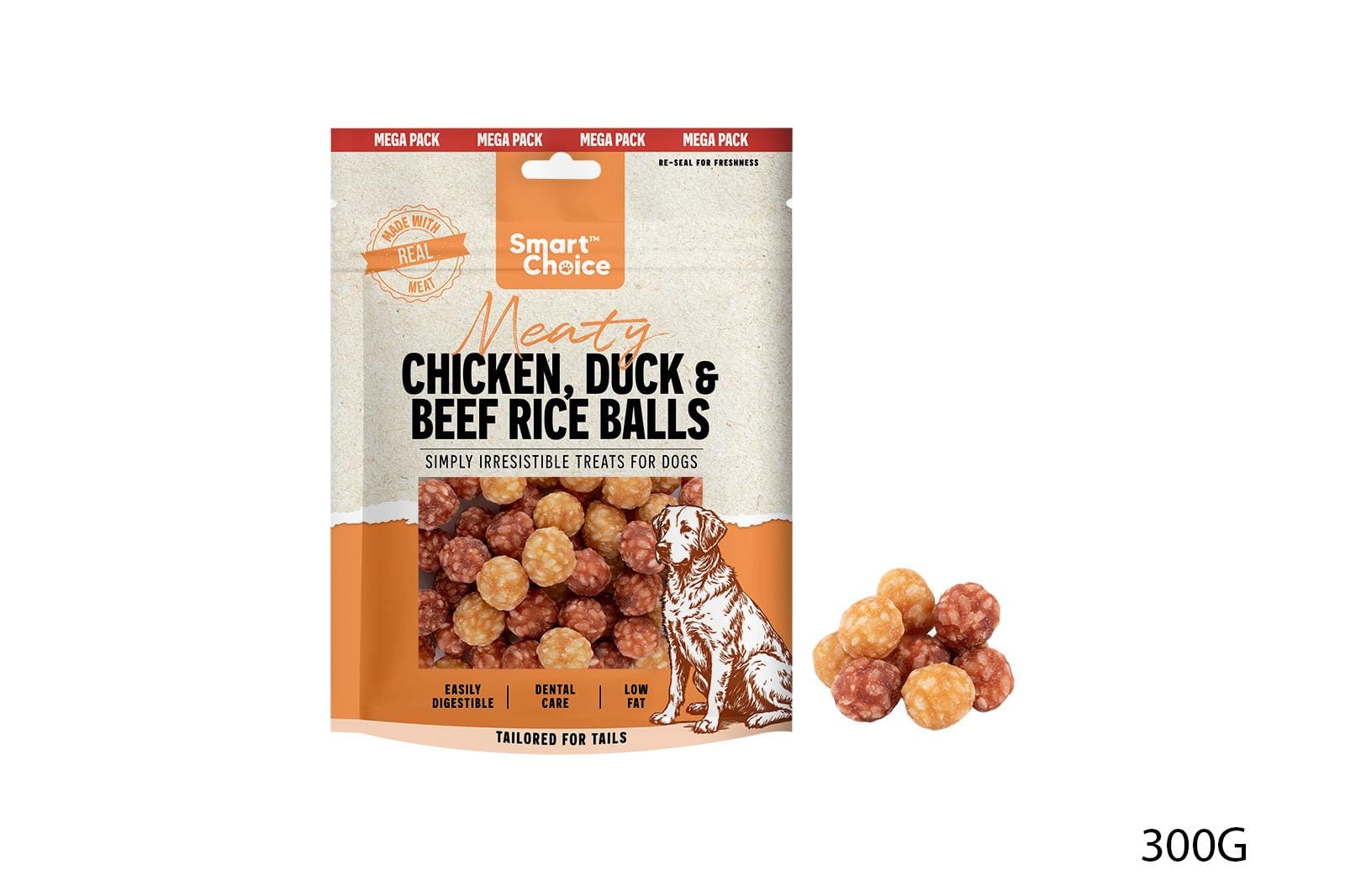 CHICKEN/BEEF/DUCK MEATBALL DOG TREAT 300G