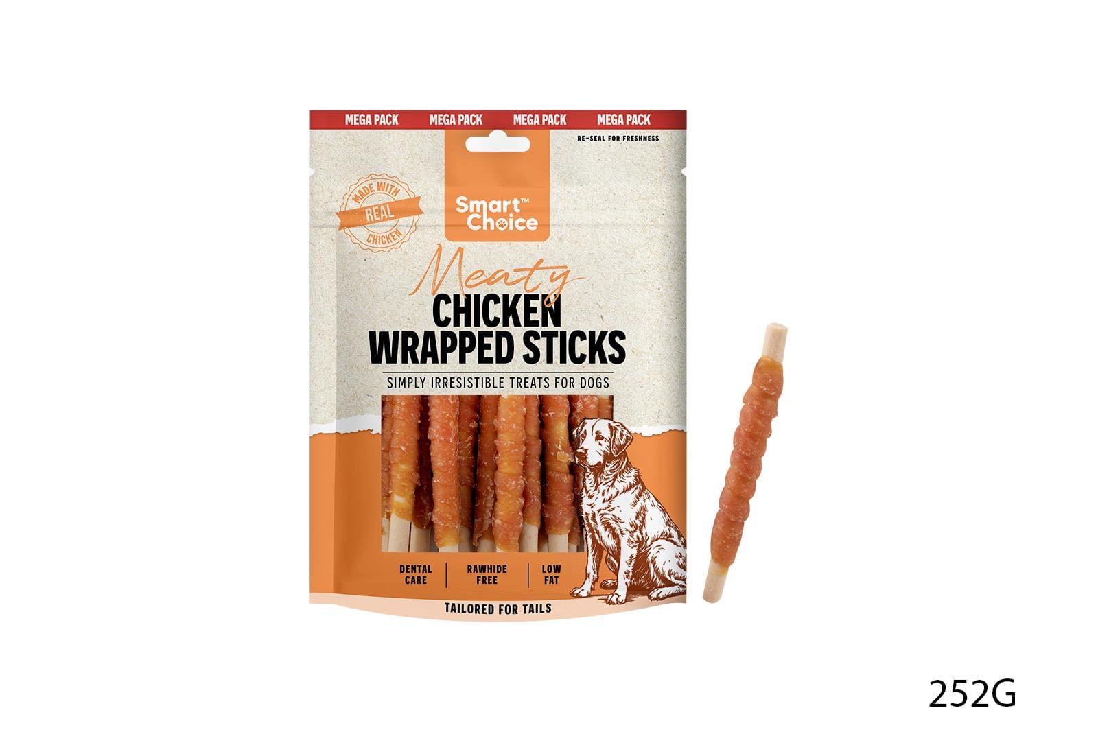 CHICKEN WRAPPED STICK DOG TREAT 252G