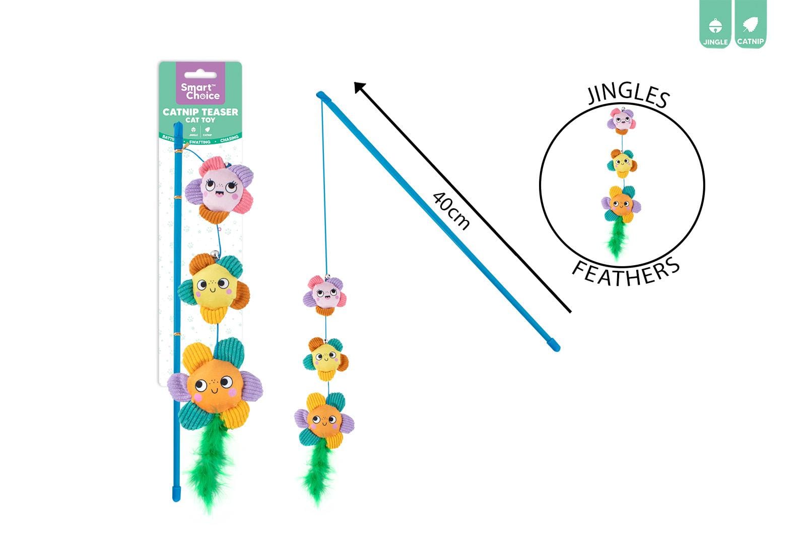 PLUSH JINGLE THREE FLOWER CAT TEASER 