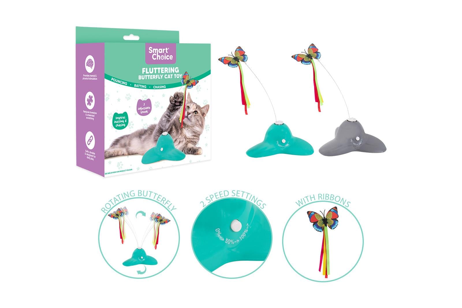 INTERACTIVE ROTATING BUTTERFLY CAT TOY
