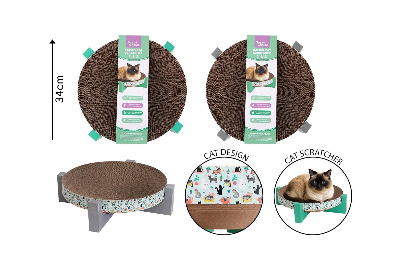 ROUND CARDBOARD CAT SCRATCHER WITH CATNIP