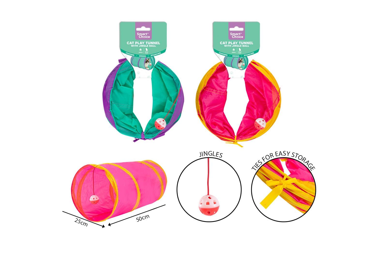 CAT PLAY TUNNEL WITH JINGLE BALL 2 COLOURS