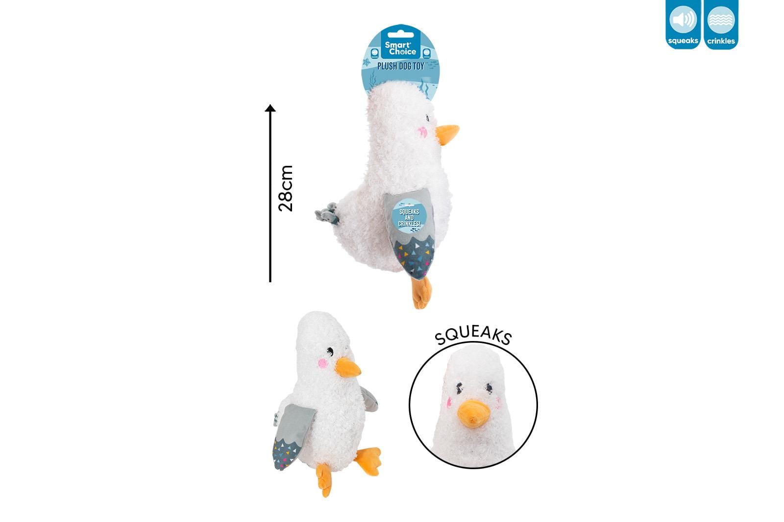 SQUEAKY PLUSH SEAGULL DOG TOY