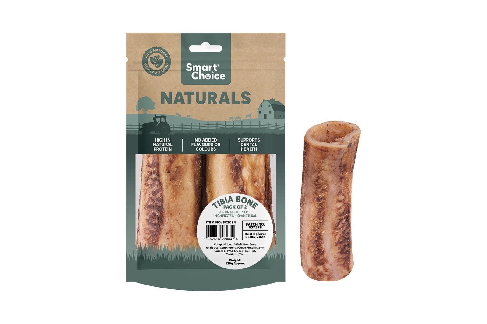 NATURAL TIBIA BONE DOG TREAT 2 PACK