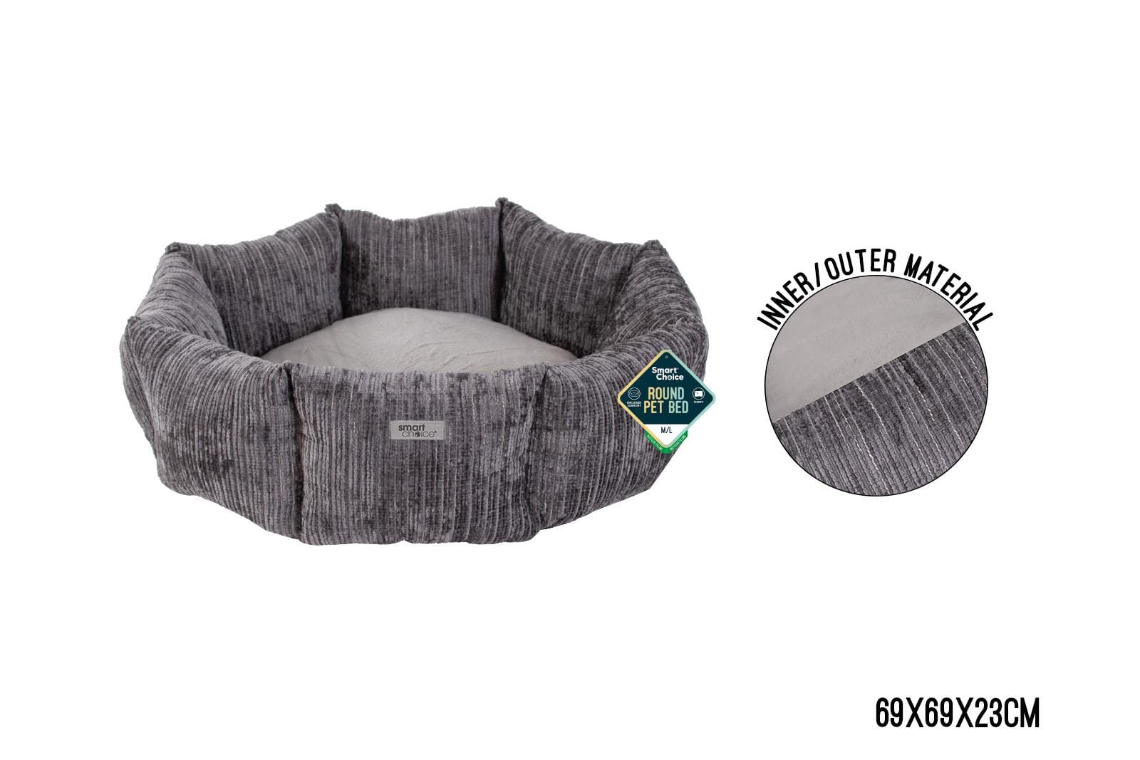 ROUND PET BED MED/LRG 69X69X23CM