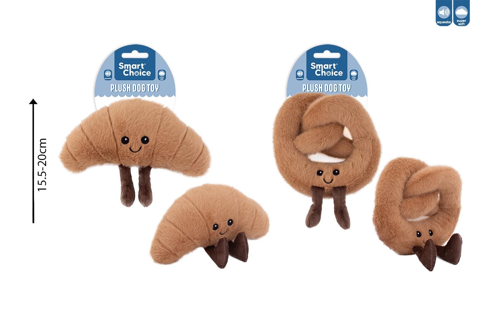 SQUEAKY PLUSH PASTRY DOG TOY 2 ASSORTED DESIGNS