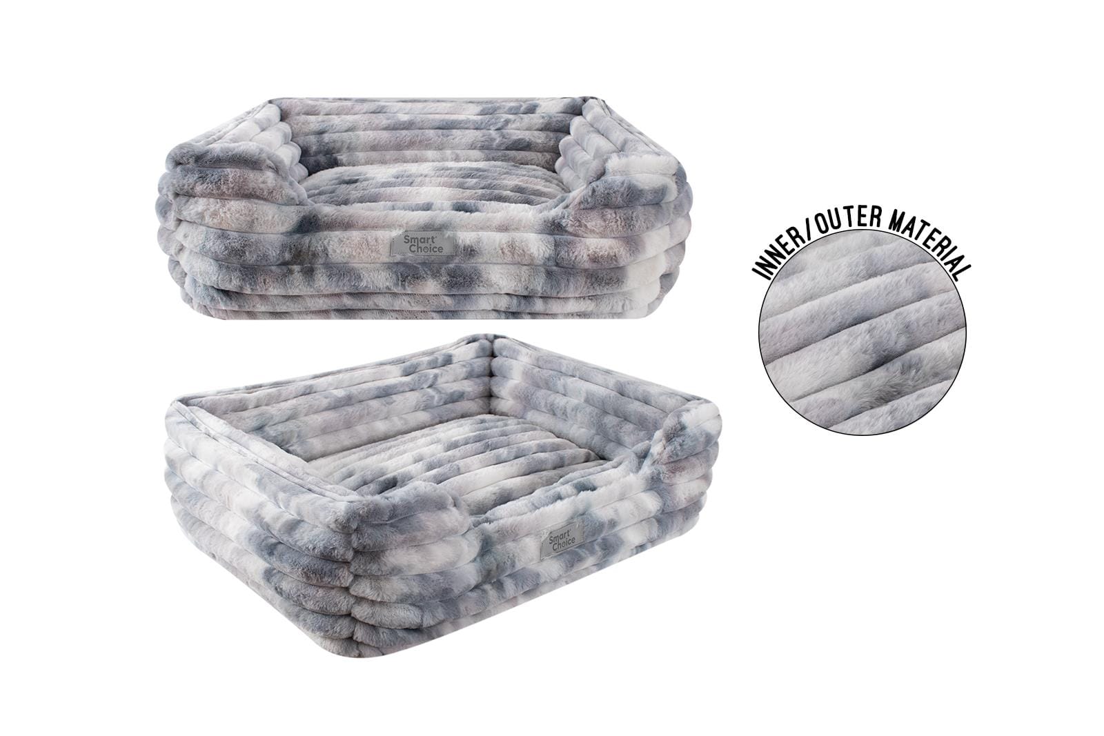 FAUX FUR SQUARE PET BED LARGE 71X58X25CM