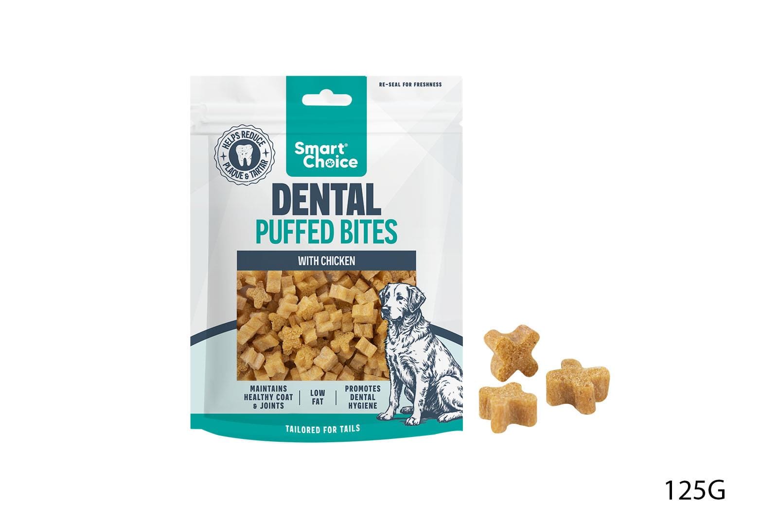 DENTAL PUFFED BITES DOG TREAT 125G