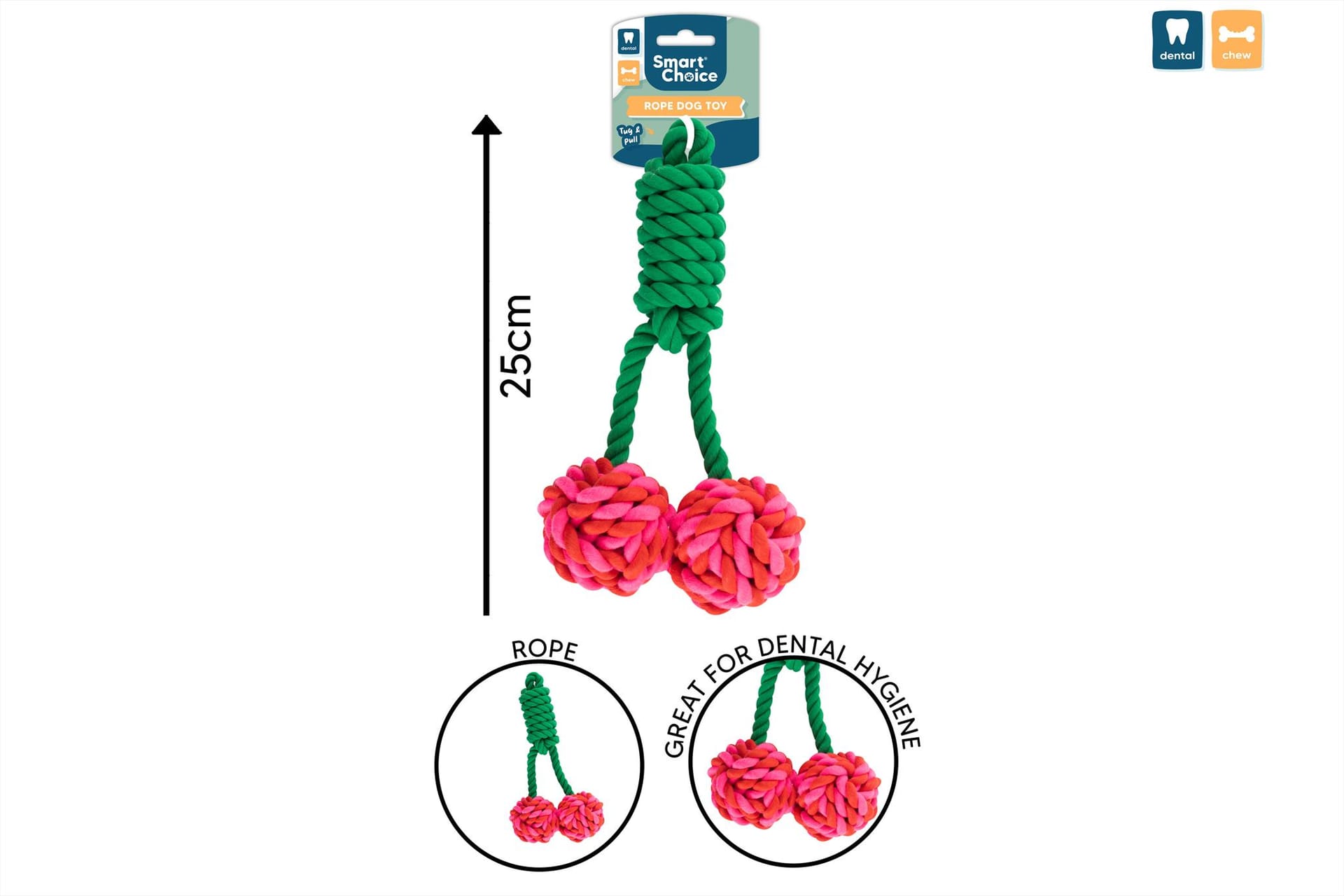 ROPE TUG DOG TOY 3 ASSORTED