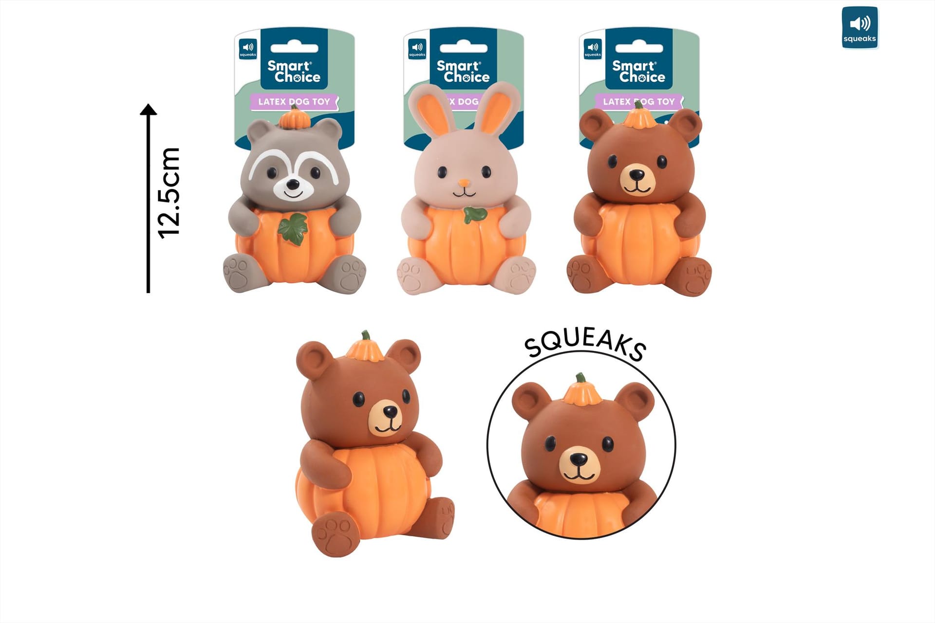 SQUEAKY AUTUMN PALS DOG TOY - 3 ASSORTED DESIGNS