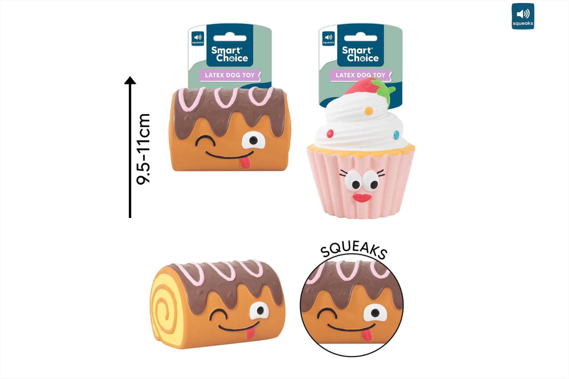 SQEAKY CAKE DOG TOY - 2 ASSORTED DESIGNS