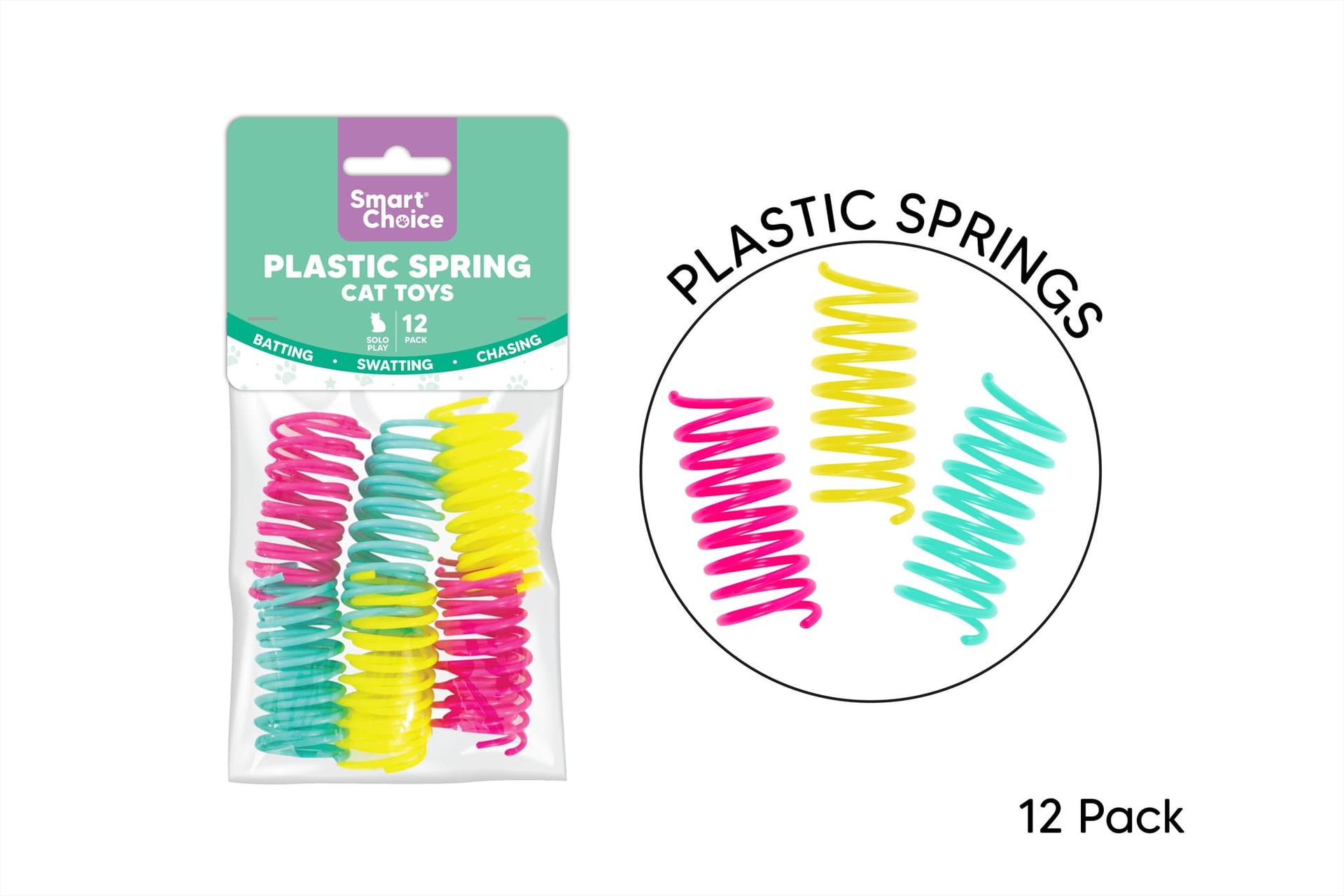 PLASTIC SPRING CAT TOY - PACK OF 12