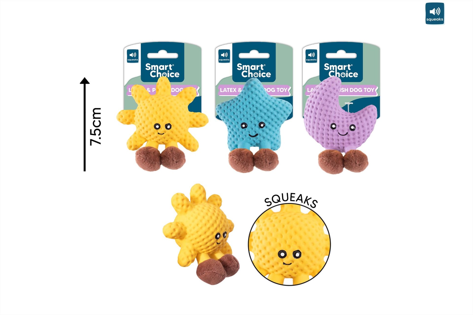 CELESTIAL SQUEAKY DOG TOY - 3 ASSORTED DESIGNS