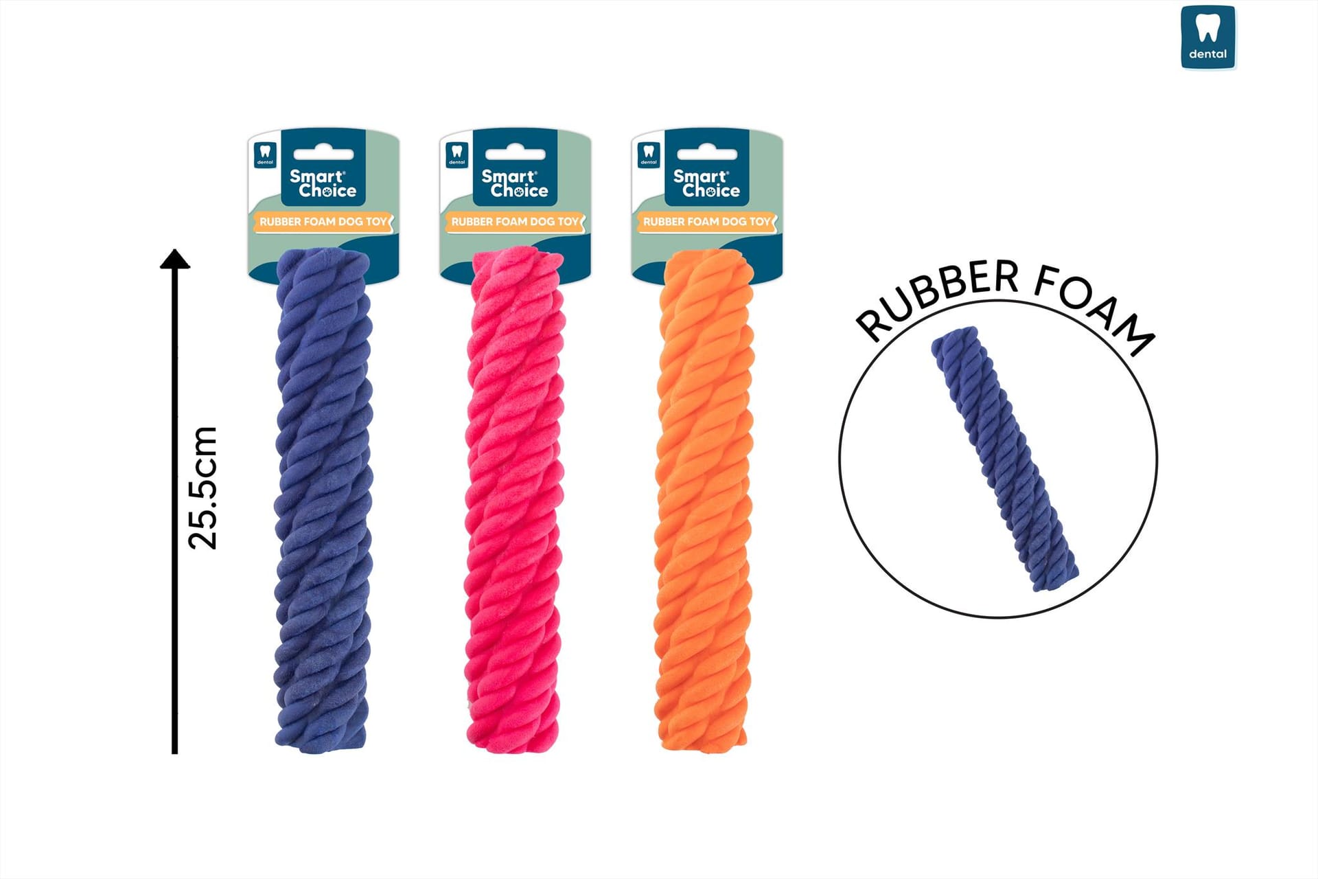 FOAM RUBBER BATON DOG TOY - 3 ASSORTED COLOURS