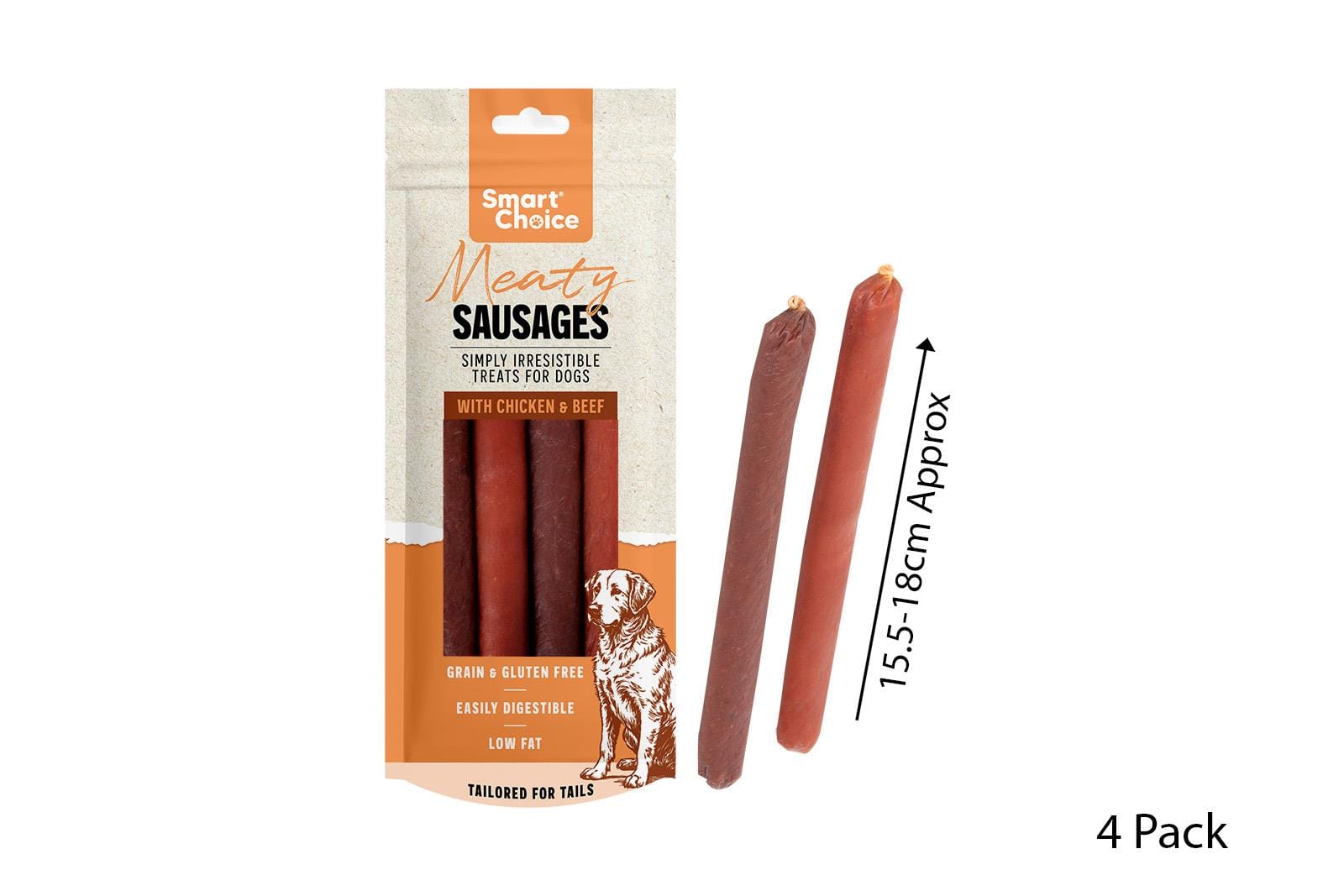 LARGE MEATY SAUSAGE DOG TREAT 4 PACK