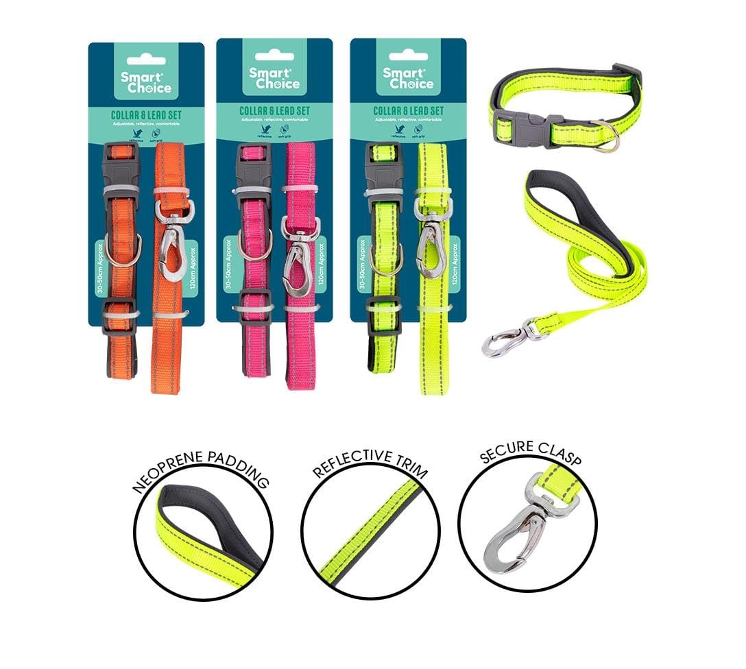 REFLECTIVE SOFT TOUCH DOG LEAD & COLLAR