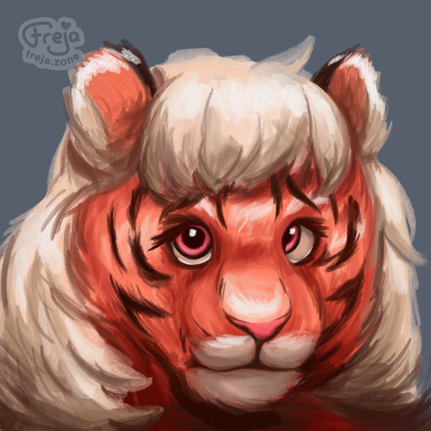 painted closeup of pink tiger girl face