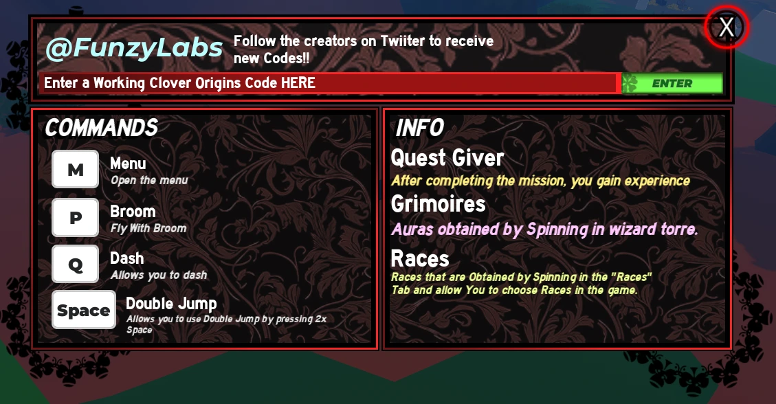 Enter a Working Clover Origins Code