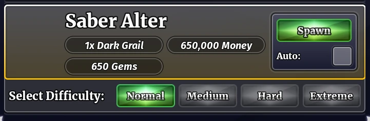 Saber Alter boss spawn requirements in Sailor Piece