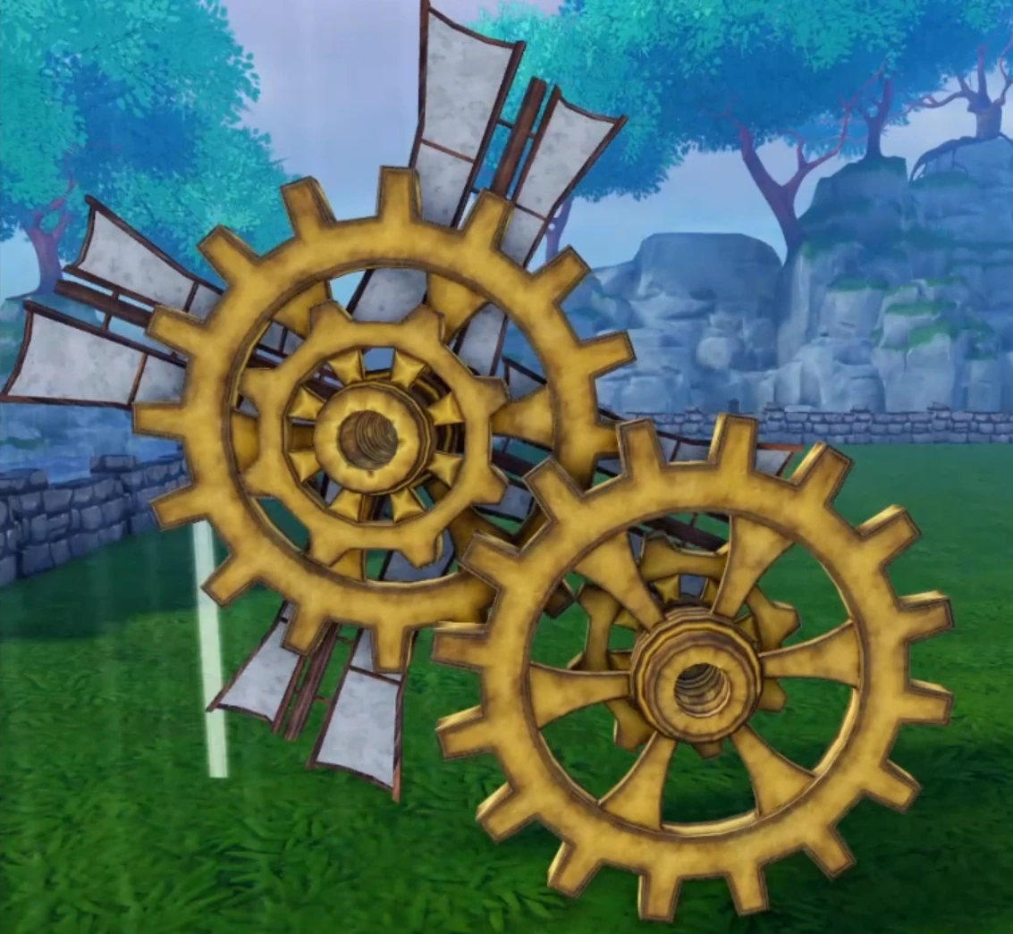 Comparison in The Portal showing a snapped gear turning at sail speed next to a driven gear turning faster