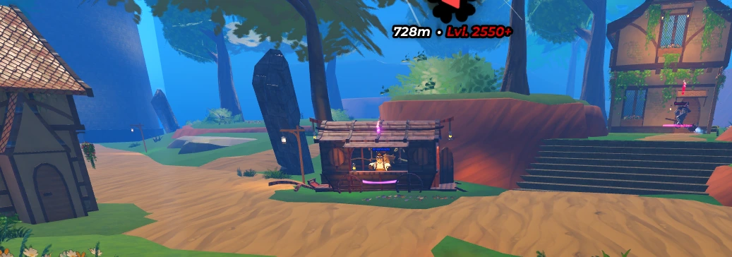 BroomGacha NPC inside the carriage at the spawn Safe Zone in Clover Origins