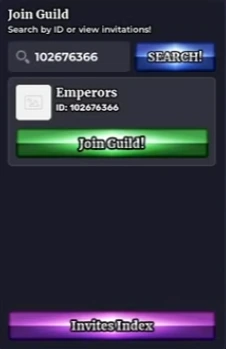 Join guild menu in Sailor Piece showing guild search and invites