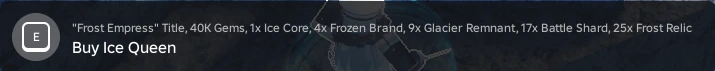 Ice Queen Requirement List Ice Queen NPC Requirement before the Interaction