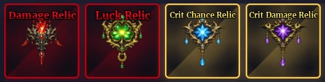 All 4 current Relics All 4 Relics show up how they look