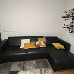 Canapé convertible en cuir noir-marque Habitat