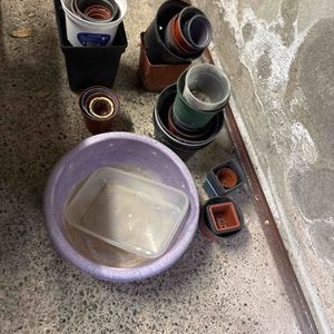 Différents pots et une bassine