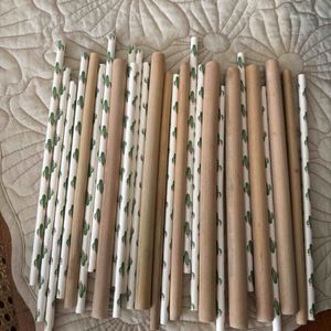 Lot de pailles bois et cactus 