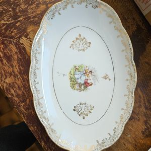 Plat porcelaine dorée