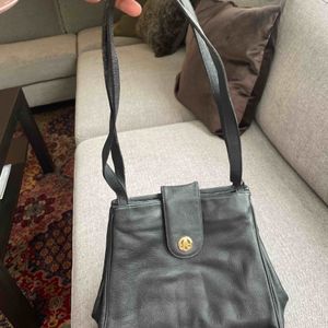 Sac à main cuir Pourchet bleu marine