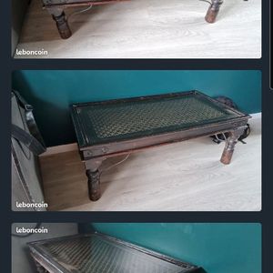 Table basse bois et verre